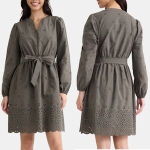 NWOT Time and Tru Green Embroidered Cotton Eyelet Dress